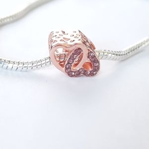 Rose Gold Purple Heart Charm | Fits Pandora